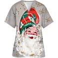 thumbnail image 3 of Blusas de algodón con cuello en V y estampado navideño para mujer y hombre, uniforme médico, uniforme de trabajo para cirujanos, blusas de médico y enfermera, 3 of 5
