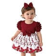 thumbnail image 2 of RMGVDSD Toddler Girls Dresses Cute Short Sleeve Floral Dress With Bow Puff Sleeves A-Line Sundress Casual Holiday Birthday Easter Outfit 6-9 Months, 2 of 8