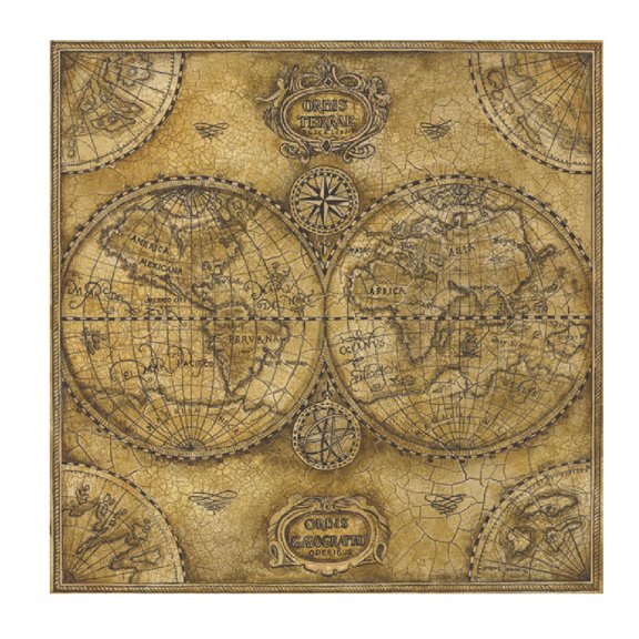 Gango Home Decor Brown Vintage Historical Globe Map Adult Print; 1- 12" x 12" Unframed Poster