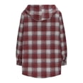 thumbnail image 5 of Womens Plaid Shacket Jacket Long Sleeve Button Down Fleece Lined Hooded Jackets Winter Warm Coat with Pockets, 5 of 8
