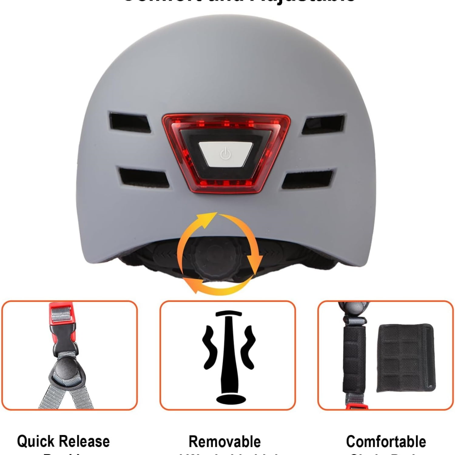 Bike Helmets for Adults - Front and Rear LED Lights Adjustable Bicycle Helmet for Adults Men Women Scooter Helmet for Commuting, Road Biking, Skating, Scooter