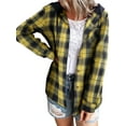 thumbnail image 3 of Hibeli Plaid Flannel Shirts for Women Long Sleeves Hooded Button Down Shirt Blouse, 3 of 4