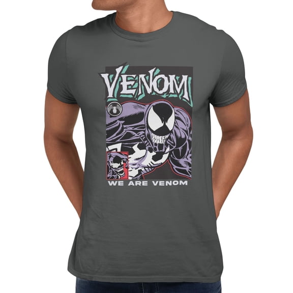 Marvel Spider-Man Venom Classic Comic Villain Men's T Shirt (Charcoal, S-XXXL)