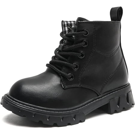 

Boys Girls Waterproof Lace Up Combat Ankle Boots With Side Zipper for Toddler/Little Kid/Big Kid