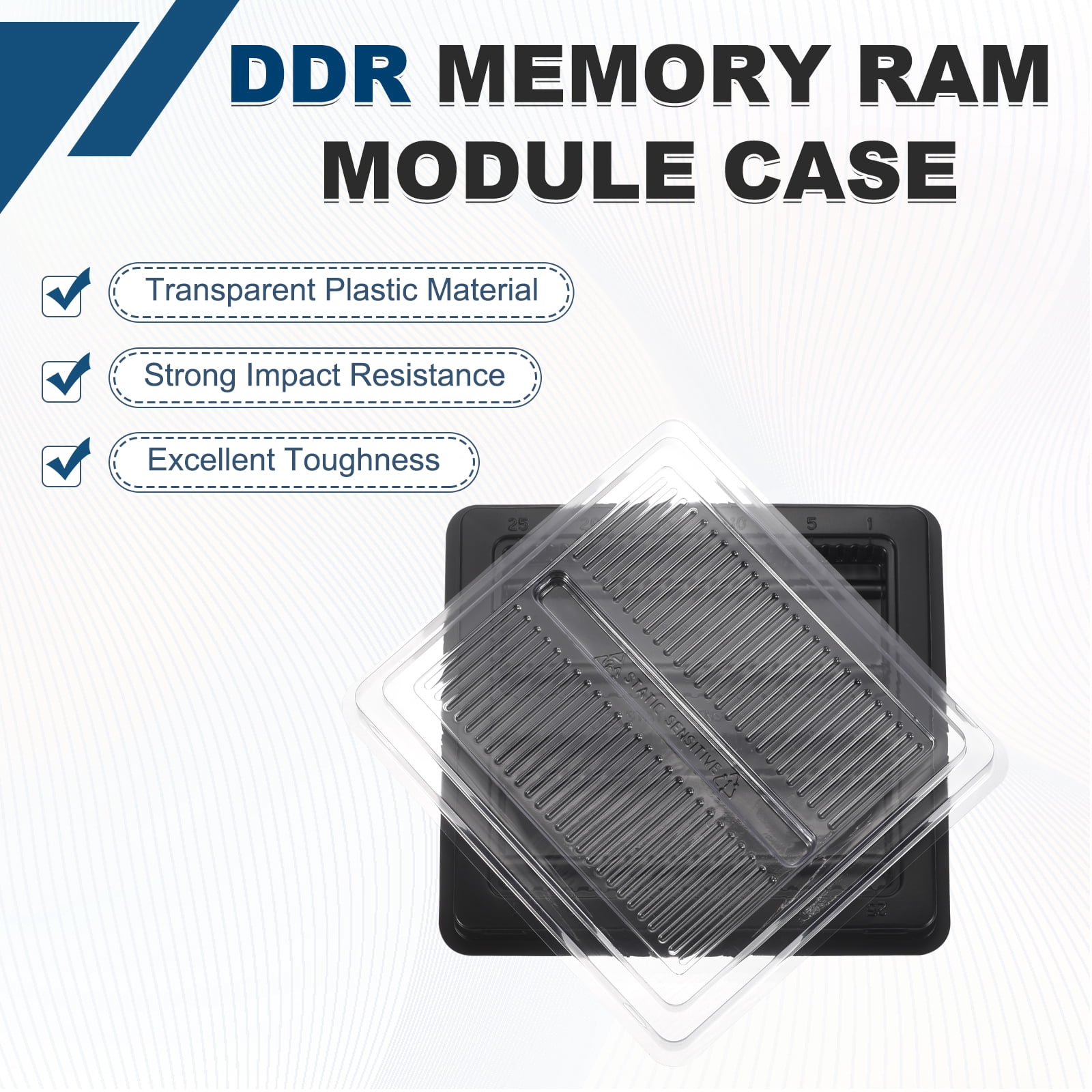 Uxcell 2Pcs DIMM Desktop DRR4/DDR5 Memory RAM Module Package Tray with Cover - Plastic Clamshell Antistatic Tray Transparent Packaging Container for Desktop