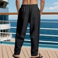 thumbnail image 3 of Betivan Men's Solid Breathable Elastic Waist Drawstring Wide Leg Beach Pants Loose Casual Pocket Trousers Lightweight Summer Bottoms for Men Pool Holiday Trip Outdoor, 3 of 8