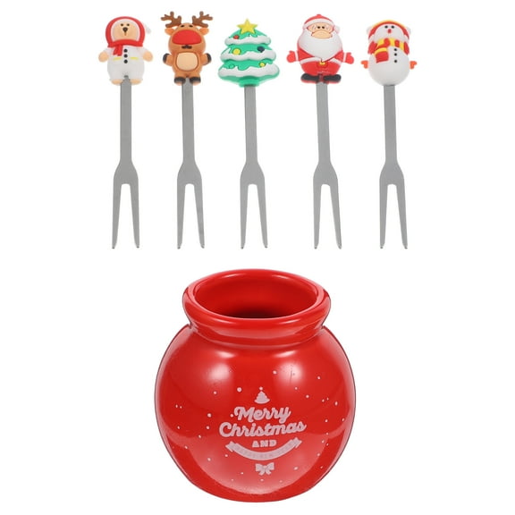 Fruit Fork Set Toothpicks Christmas Forks Disposable Cake Appetizer Party Decorations Tree