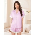 thumbnail image 3 of Ekouaer Womens Satin Pajama Set Lace Trim Button Down Pj Shorts Set Bridesmaids Getting Ready Outfits Bridal Party Gifts, 3 of 6