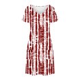 thumbnail image 4 of GaThRRgYP Mini Length Crew Neck Dress-Youthful Summer Energy,Women's Fashion Summer Print Short-sleeved V-neck Casual Dress Red XXL, 4 of 8
