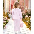 thumbnail image 4 of Toddler Baby Girl Clothes 18 Months Girl Fall Outfits 24 Months Girls Ruffle Long Sleeve Peter-pan Collar Plaid Top Pants 2PCS Set Purple, 4 of 6