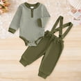 thumbnail image 2 of Xudanell 12 Month Boy Clothes Baby Boy Outfits Winter Outfits Long Sleeve Romper with Overall Button Travel Outfit, 2 of 7