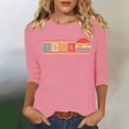 thumbnail image 1 of Uootdi Hauts pour Femmes Manches 3/4 Col Rond Imprimé Arc-en-Ciel Rétro 1976 Coupe Décontractée T-Shirts Nostalgiques d'Été Cadeau, 1 of 5