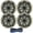 Silver-Grills, variant on 2 Pair (QTY 4) of Kicker 6.5" 2-Way 195 Watts Max Power Coaxial Marine Audio Speakers with White Grilles, 50-Feet 16 Gauge Speaker Wire