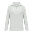 thumbnail image 4 of Lovskoo 2024 Sweaters for Women Long Sleeve V-Neck Solid Color Zipper Split Sweater Blouse White, 4 of 9