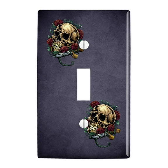 Roses Skull and Dagger Plastic Wall Decor Toggle Light Switch Plate Cover