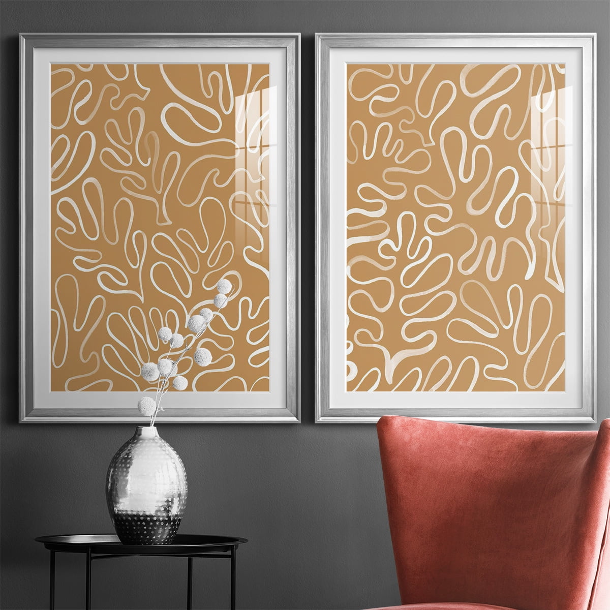 Wexford Home Matisse Pieces I Premium Framed Print, 22.5" x 30.5" - Ready to Hang, Silver (Set of 2)