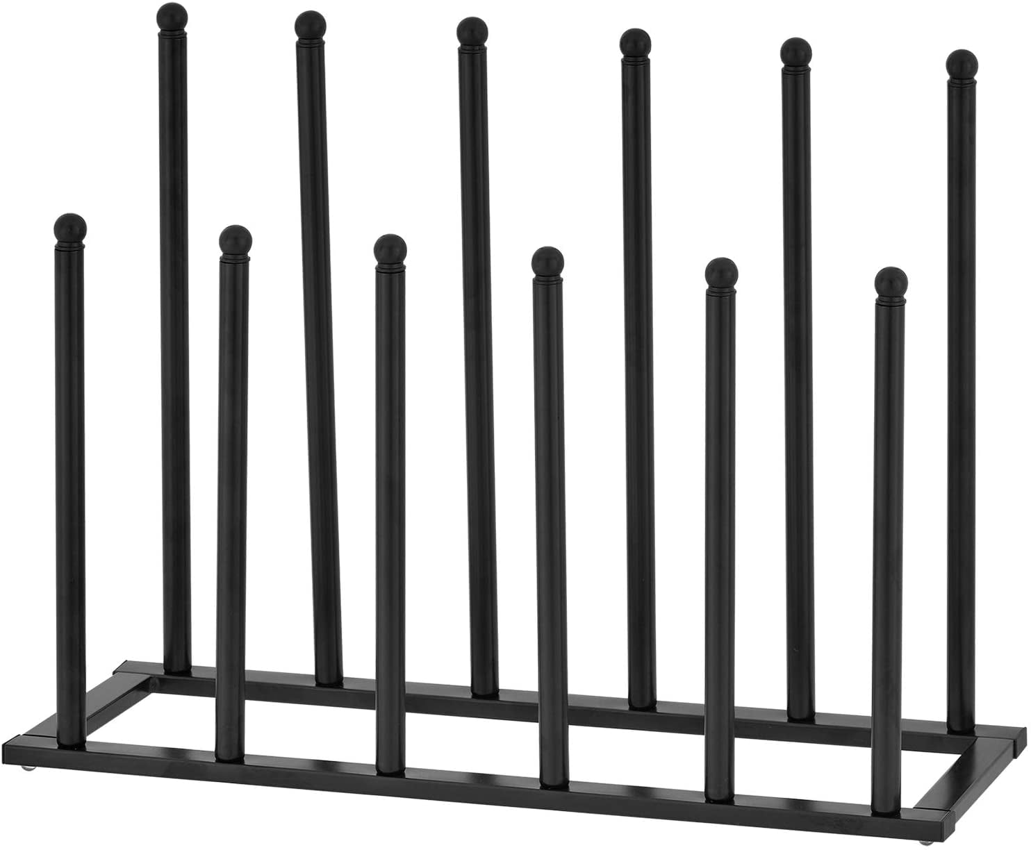 MyGift Modern Black Metal Boot Rack for Tall Boots Storage, Free Standing Entryway Shoe Rack Walk-In-Closet Boot Organizer with 12 Long Posts, Holds 6 Pair