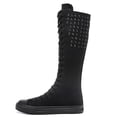 thumbnail image 3 of Momuk Botas Largas Con Remaches Estilo Punk De Lona Hasta La Rodilla, Zapatos De Vestir Con Falda De Moda Informal Para Mujeres Y Niñas, Talla 6,5 ​​B (M) Us Negro, 3 of 5