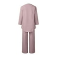 thumbnail image 7 of vigerkar Linen Two Piece Set Women Pants Casual Outfits Wide Leg Pants Long Sleeve Button Down Shirt Lounge Streetwear Sets Light Pink, S, 7 of 7