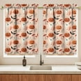 thumbnail image 3 of Halloween Kitchen Curtains Valances and Tiers 3 Piece Set,Gothic Pink Pumpkin Ghost Mushroom Rod Pocket Short Kitchen Tier Cafe Curtain over Sink Window for Farmhouse Fall Thanksgiving Decor 36 Inch, 3 of 6