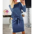 thumbnail image 2 of Vestido PRETTYGARDEN Ajustable con Cinturón, Manga Larga, Corte Lápiz, Azul, Talla L, 2 of 4
