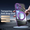 thumbnail image 5 of Allytechgroup iPhone 16 Case with Camera Lens Protector, [1x Screen Protector] Rugged Shockproof Kickstand Bumper Ring Holder Slim Fit Drop Proof Phone Case for Apple iPhone 16, Darkpurple, 5 of 9