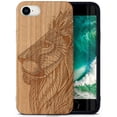 thumbnail image 1 of Case Yard Wooden Case Outside Soft TPU Silicone, Slim Fit Shockproof Wood Protective Phone Cover for Girls Boys Men and Women, Supports Wireless Charging Tribal Lioness Design case for iPhone-SE, 1 of 7