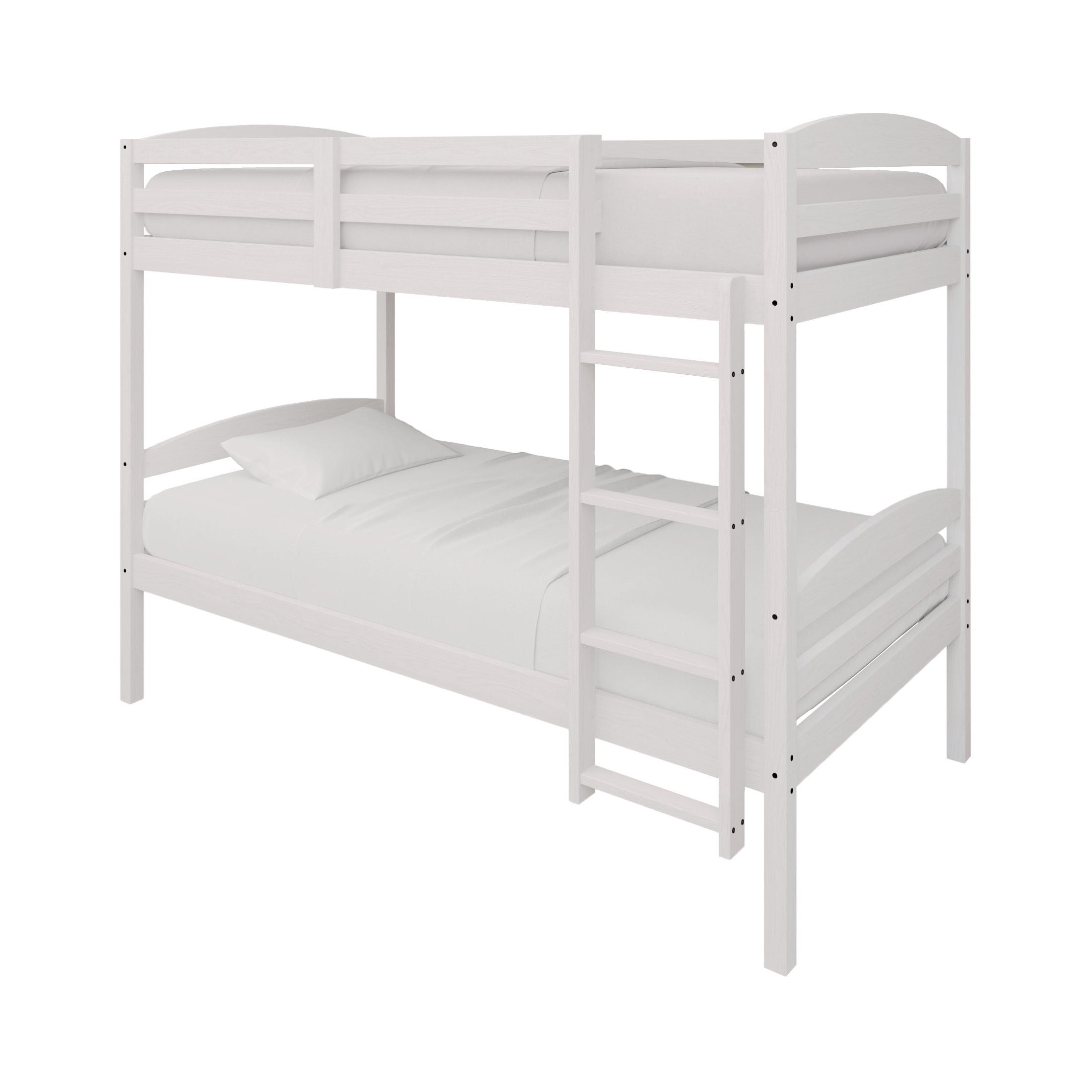 Castle Place Contemporary Twin over Twin Wooden Convertible Bunk Bed, White