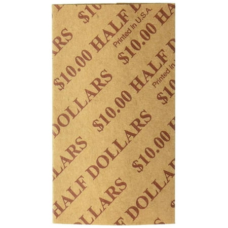 Adams Dollar Roll - PM™ Company Coin Wraps, Half Dollars, Buff, Pack Of 1000, Sturdy, single-ply Kraft stock with a pre-sealed seam. By PM Company