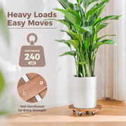 Bamworld 2 Pack Plant Stands Outdoor Plant Caddy with Wheels 12in Rolling Plant Stand with Wheels Planter Caddy Flower Cart Plant Dolly for Heavy Duty Large Plants Plant Rollers