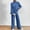 Blue, variant on Women's Outfit Sets Regular Size Fall Fashion Solid Knitted Round Neck Long Sleeve Casual Pants Set