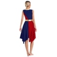 thumbnail image 3 of Kaerm Liturgical Dance For Women Color Block Praise Dance Dress Asymmetrical Worship Church Dresses Navy Blue&Red M, 3 of 7