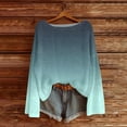thumbnail image 2 of Htigea Womens Knit Sweater Top Crewneck Long Sleeve Gradient Color T-Shirts Casual Loose Fit Sweaters Fall Winter Clothes Green XL, 2 of 3