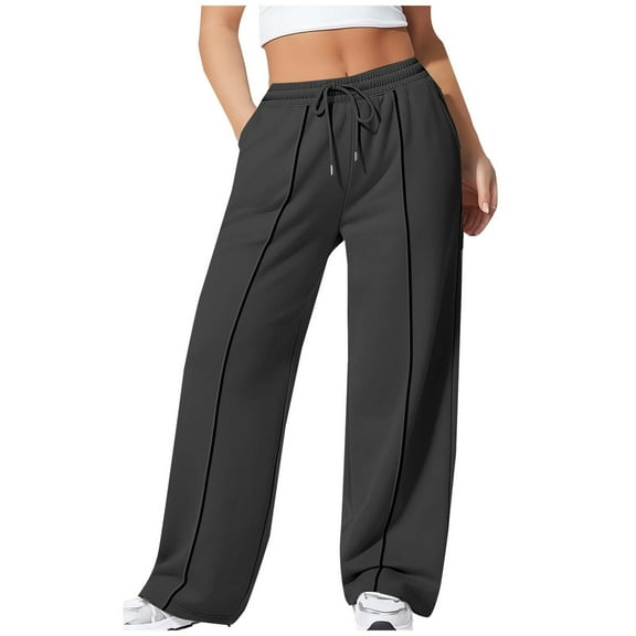 Gfyviroh Womens Sweatpants Plus Size Wide Leg Pockets Sweatpants Drawstring Solid Lightweight Athletic Sport Pants