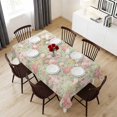 thumbnail image 6 of Pink Flowers Table Cloth Waterproof Tablecloths, Green Country Botanical Floral Leaves Tablecloth Dining Table Cover for Kitchen Party Tabletop Outdoor, Rectangle Tablecloth 54x108 Inch, 6 of 9