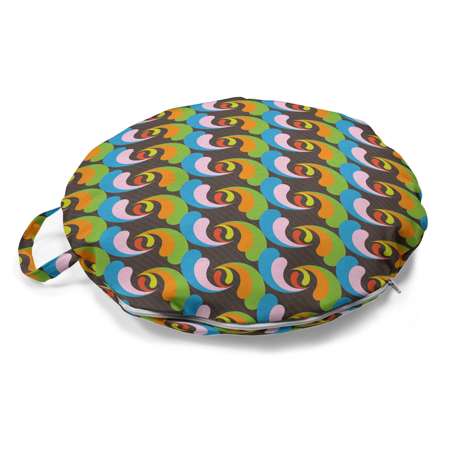 Abstract Round Floor Cushion with Handle, Dreamy Themed Pattern of ...