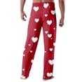 thumbnail image 4 of Fgvctg Men's Valentine's Day Pajamas Fashion Sleepwear Wide Leg Pajamas Love Heart Graphic High Waisted Pj Pant Plus Size Spring Drawstring Lounge Pants with Pockets Red 2XL, 4 of 4