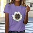 thumbnail image 2 of womens tops Women's Short Sleeve V Neck Sunflower Graphic Printed Summer Tee Vintage T Shirt Cotton Tops Novelty Cool Shirt summer tops for women, 2 of 4