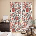 thumbnail image 3 of Kitchen Curtains 84 Inch Length 2 Panels, Red Black Floral Grommets Window Treatment Curtain, Vintage Watercolor Flower Leaf Plant Thermal Curtains Drapes for Living Room/Bathroom, 3 of 9