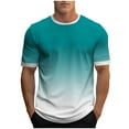 thumbnail image 2 of Tops for Men under $5 Short Sleeve Round-Neck Gradient Print Casual Sports T-shirt Shirts Green M, 2 of 5