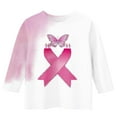 thumbnail image 3 of BRGZLK Kids 3/4 Sleeve Breast Cancer Shirts cute Pink Ribbon Print Pattern Round Neck Basics Pullover Top for Girls Pink 9-10 Years, 3 of 4