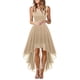 thumbnail image 1 of Vestido de cóctel sin mangas con estampado floral para mujer: elegante vestido de noche de dama de honor con abertura lateral para bodas y fiestas, 1 of 6