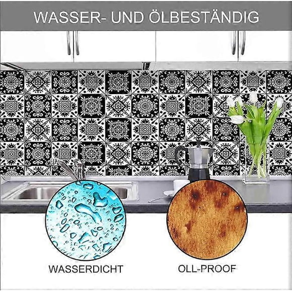 20 Sheets Wall Tile Stickers 15cm X 15cm, 2D Waterproof Adhesive Cement Tile, Backsplash Tile Stickers for Kitchen, Bathroom Home Decor