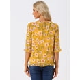 thumbnail image 4 of INSPIRE CHIC Women's Floral Print Chiffon Ruffle 3/4 Sleeve Flowy Blouse, 4 of 5