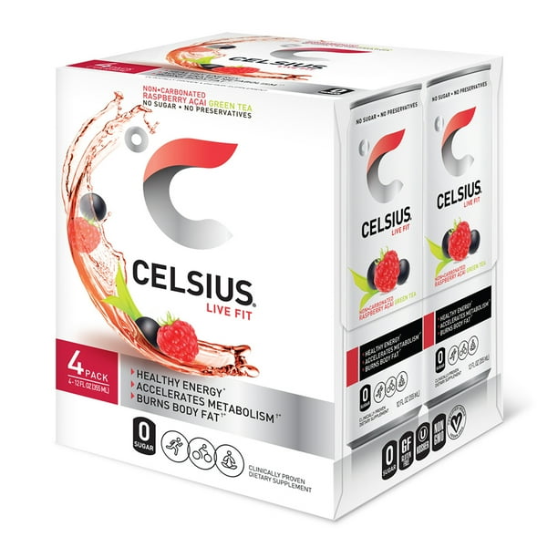CELSIUS Raspberry Acai Green Tea NonCarbonated Fitness Drink, Zero