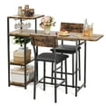 thumbnail image 3 of Juiluna Dining Table Set for 2, 3-Piece Expandable Bar Table and Chairs Set, with Storage Shelves and Wine Rack, Small Kitchen Dining Set for Living Room, Apartment, 3 of 9