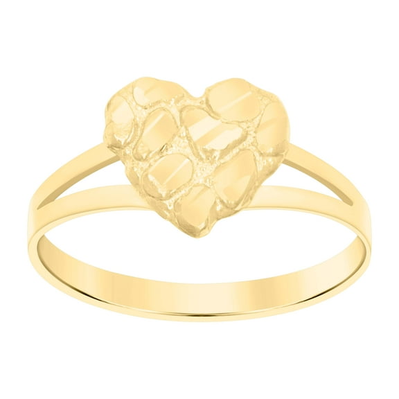 10kt Real Yellow Gold Womens Nugget Heart Ring