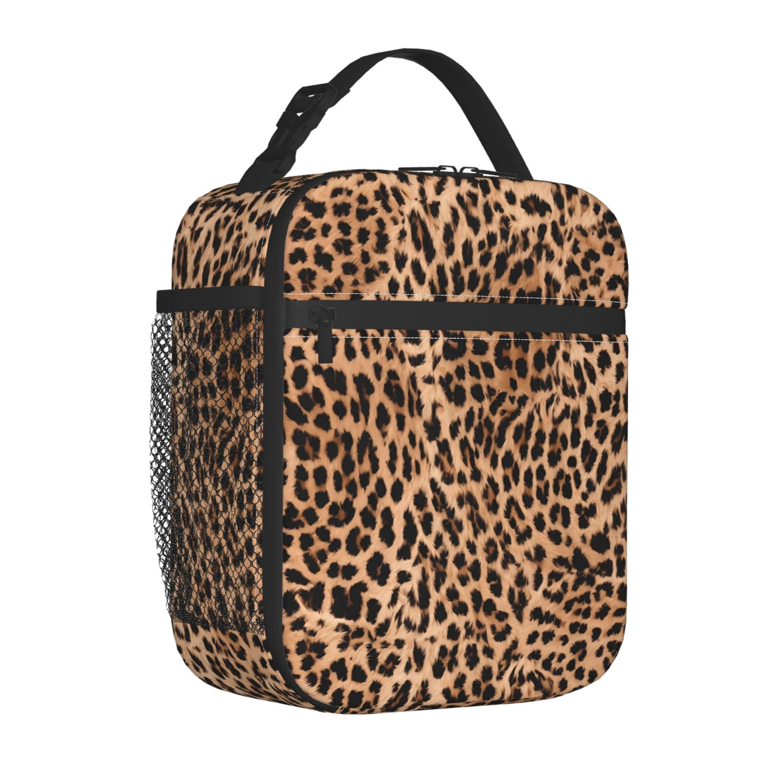 Lunch Bag For Women Men Insulated Portable Lunch Box Bento Box Office Picnic Travel Cooler Bag Leopard Print Pattern