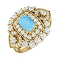 thumbnail image 2 of 6X4mm Cushion Shape Larimar 925 Silver Yellow Plated Cocktail Women Valentines Day Gifts Ring, 2 of 4