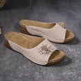 thumbnail image 5 of Slippers for Women,Stylish Opentoe Wedges With Leather Top And Flower Slippers Are Comfortable Shoes With Temperament,Womens Slippers,Beige,9, 5 of 9
